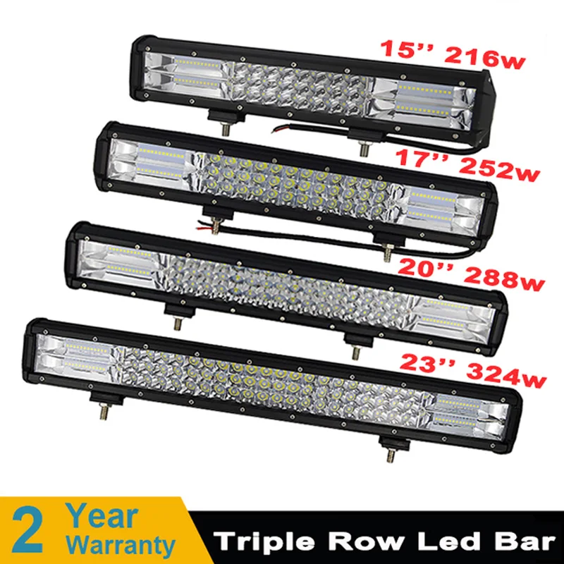 

15" 17" 20" 23'' 324W 3-Row LED Light Bar Offroad Led Bar Combo Beam Led Work Light Bar for Truck SUV ATV 4x4 4WD 12v 24V