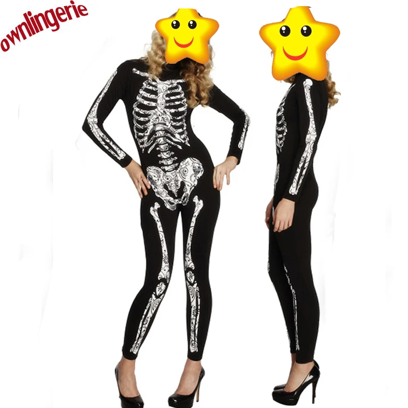2017 Горячие Хэллоуин партии Зомби костюмы женщин Призрак Скелет комбинезоны