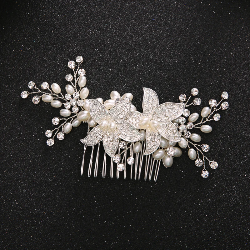Элегантный ручной работы Винтажный серебряный цвет цветочный свадебный гребень
