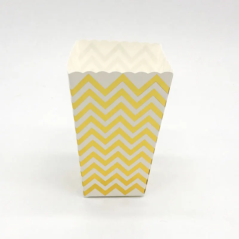 Gold Wave 12 шт. в полоску и горошек коробка для попкорна для День рождения украшения Поставки Candy бар Свадебный декор Baby Shower конфеты подарочной коробке для детей - Цвет: Gold Wave
