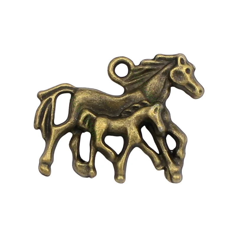 30pcs-Horses подвеска под бронзу старину Мама и ребенок Очаровательная с фигуркой