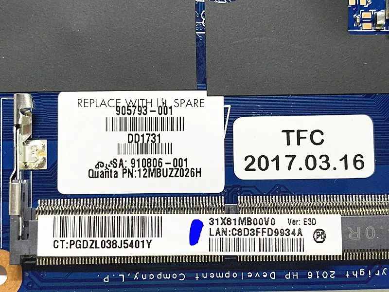 Для hp ProBook 430 G4 440 G4 Материнская плата ноутбука 905793-601 905793-501 905793-001 аккумулятор большой емкости i3-7100U DA0X81MB6E0 рабочих