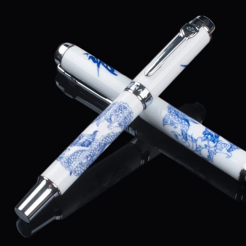 Роскошная перьевая ручка Jinhao 950 синий и белый фарфор дракон средний наконечник
