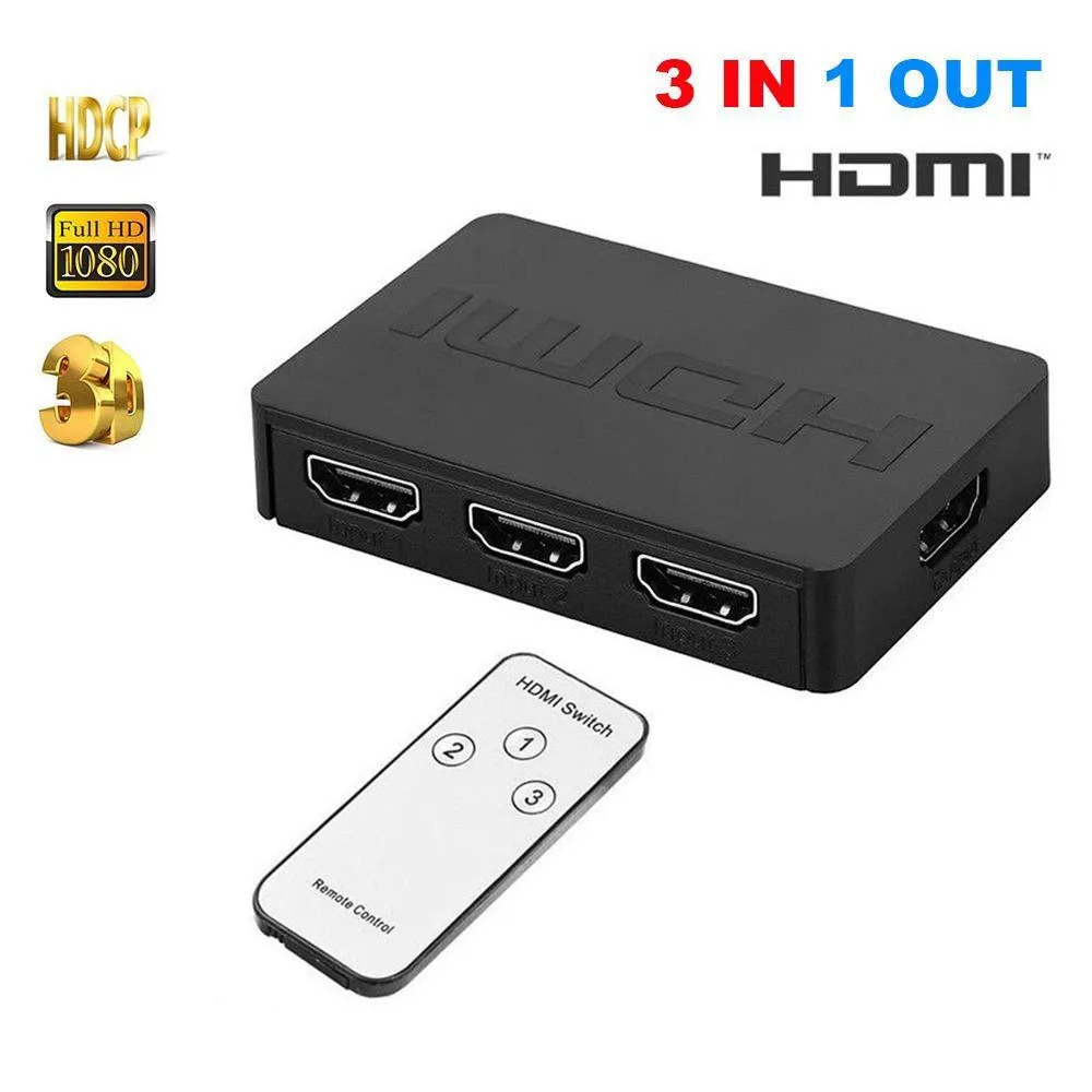 HDMI переключатель 3 входа 1 выход 3x1 монитора поддерживает высокую скорость 3D Full HD