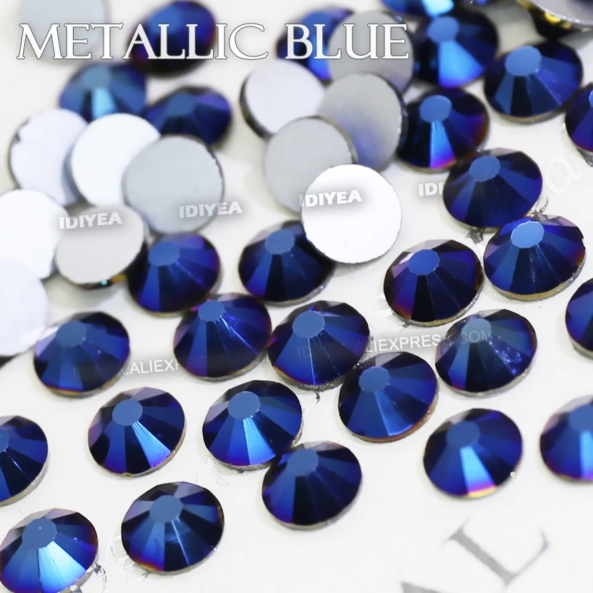 Синий металлик SS3 SS4 SS5 SS6 SS10 SS20 SS30 для рукоделия дизайн ногтей Стразы Блестящие Кристаллы ювелирные изделия не исправление камень декор Стразы