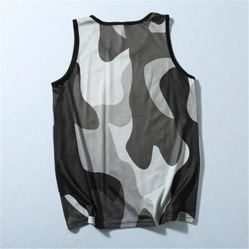 Мужская майка с дышащей сеткой Повседневная Облегающая без рукавов камуфляжный