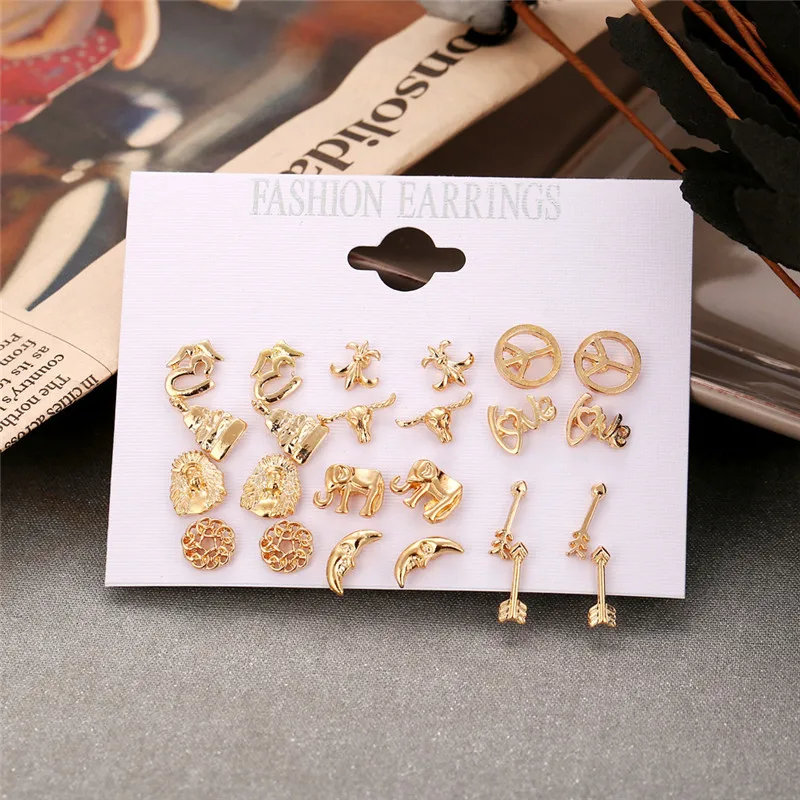 12 пар/компл. новые модные женские туфли серьги Творческий Многоэлементный Луна