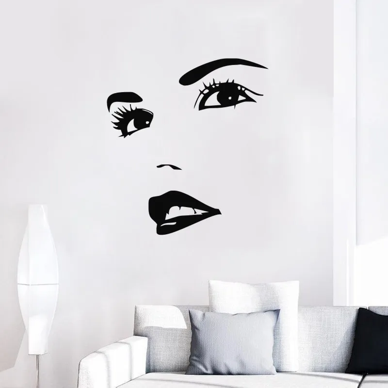 Девушки красота дневные сексуальные губы глаза женщина лицо наклейка на стену