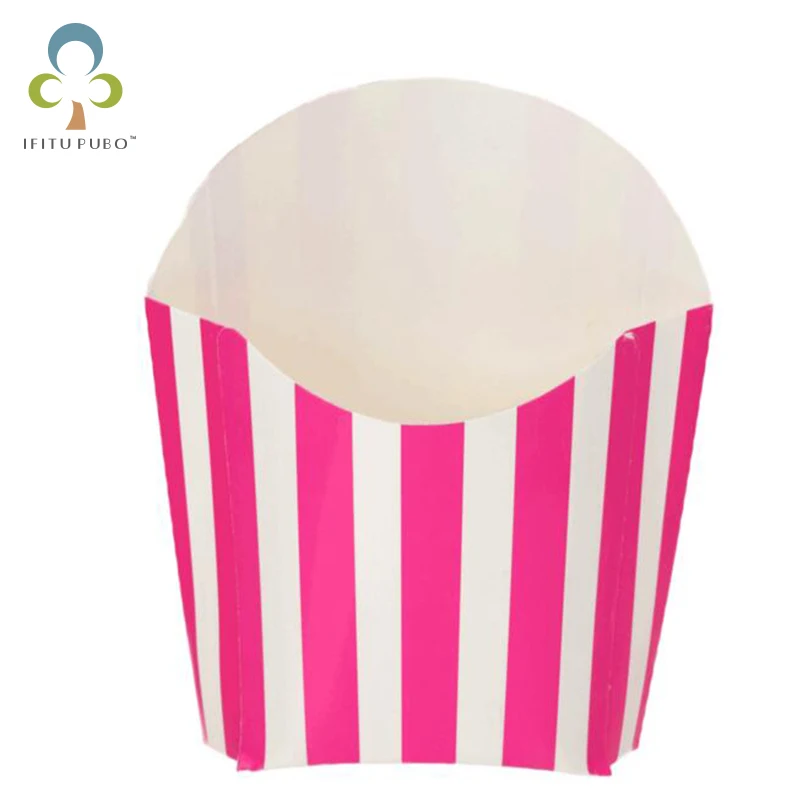 12 шт./лот полосатый Стиль французский коробки для картофеля фри свадьбы или