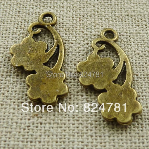 Бросился 150 шт антикварный бронза красивый цветок подвески талисманы 23 x 12 мм