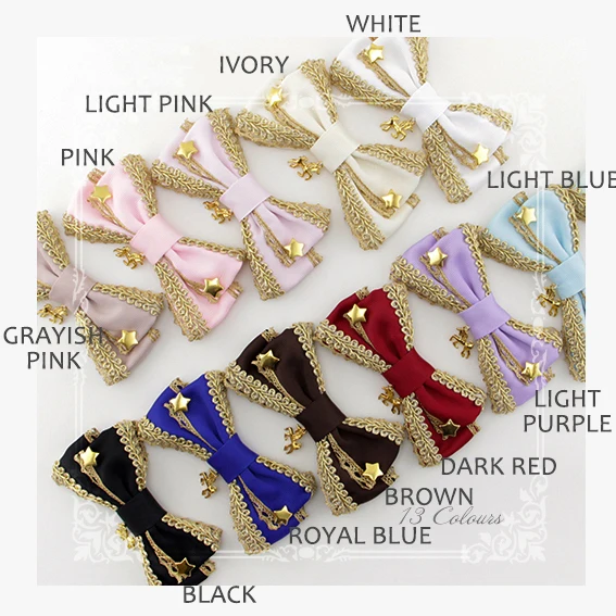 

Golden Brownie Handmade Golden Star Bow Hairpin Lolita Sweet Hairclip Headwear 13 Colors Cute