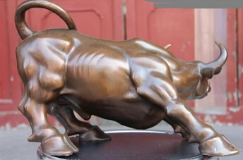 free shipping 13 Chinese pure Bronze Copper carved Wall Street Fierce Bull OX fengshui Statue | Дом и сад