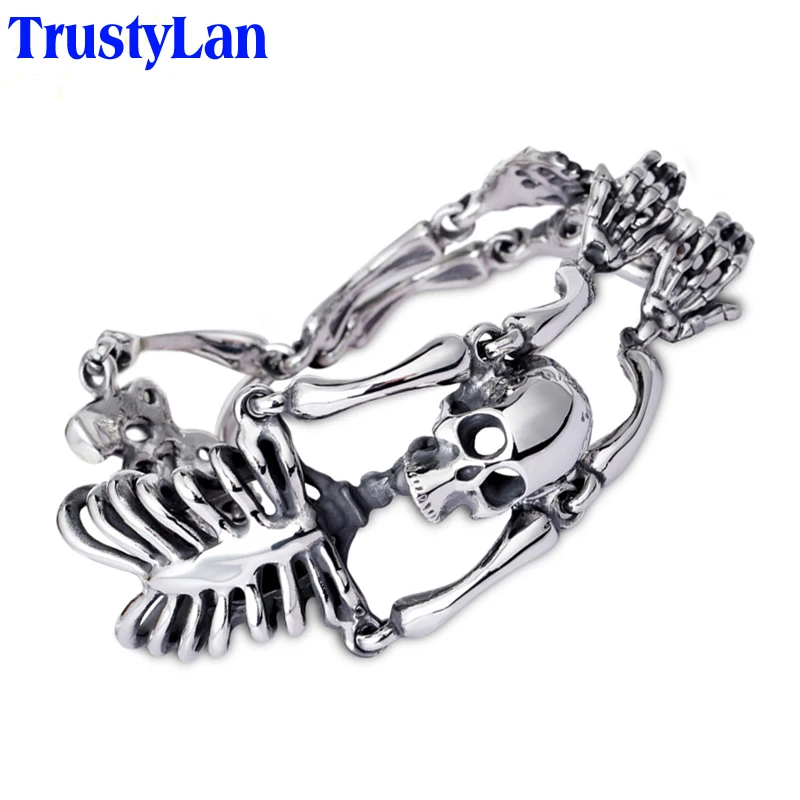 Мужской браслет с черепом TrustyLan из нержавеющей стали в стиле панк рок готика