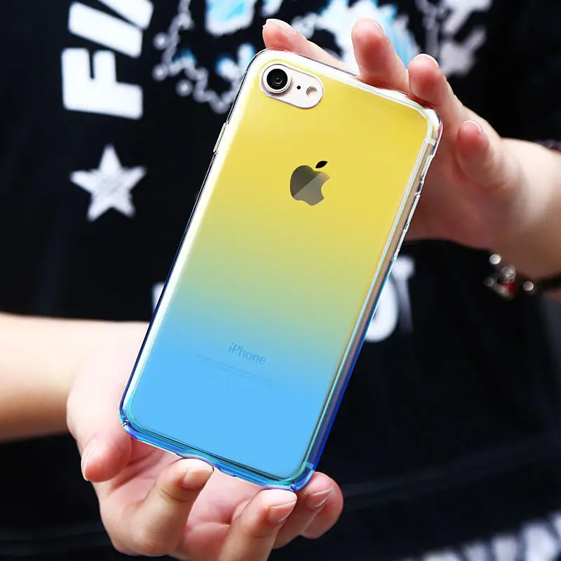 Luxury Ultra Slim Gradient Color Phone Case For iPhone 7 8 6 S 6S Plus Clear Shockproof Hard Back Cover X 7Plus Coque |