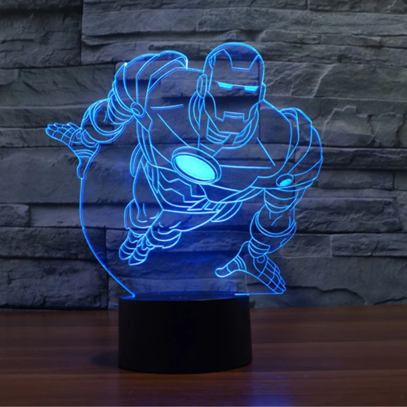 Новый Красочный Железный человек 3D настольная лампа Luminaria Светодиодные ночные