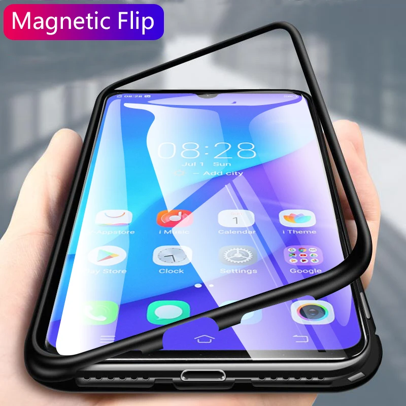 Magneto Magnetic Adsorption Metal Cases for Vivo V11 Case Luxury Tempered Glass Back Cover Coque Fundas |