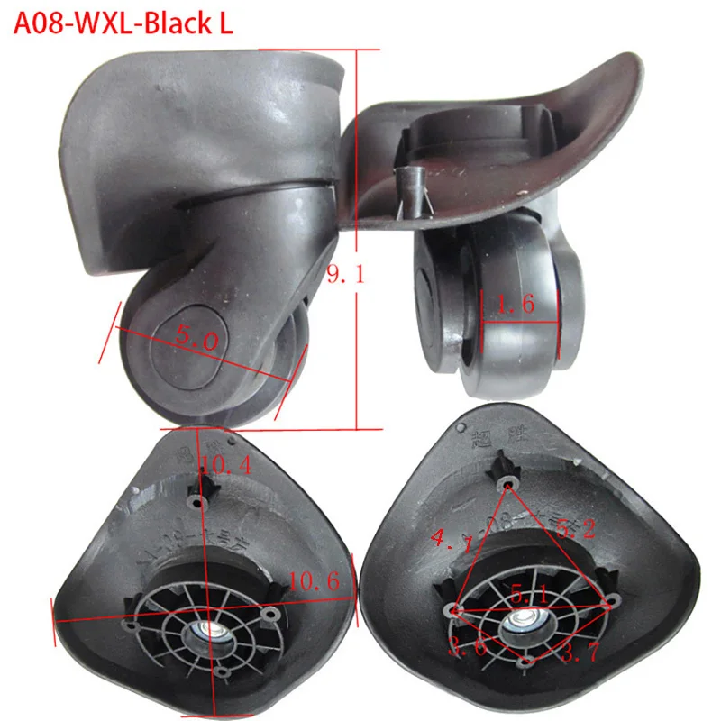1 Pair Black L BDTHOOO Замена багажных колес для чемоданов ремонт ручной Спиннер колесики запчасти Тележка Замена резиновый A08-WXL - Цвет: 1 Pair Black L