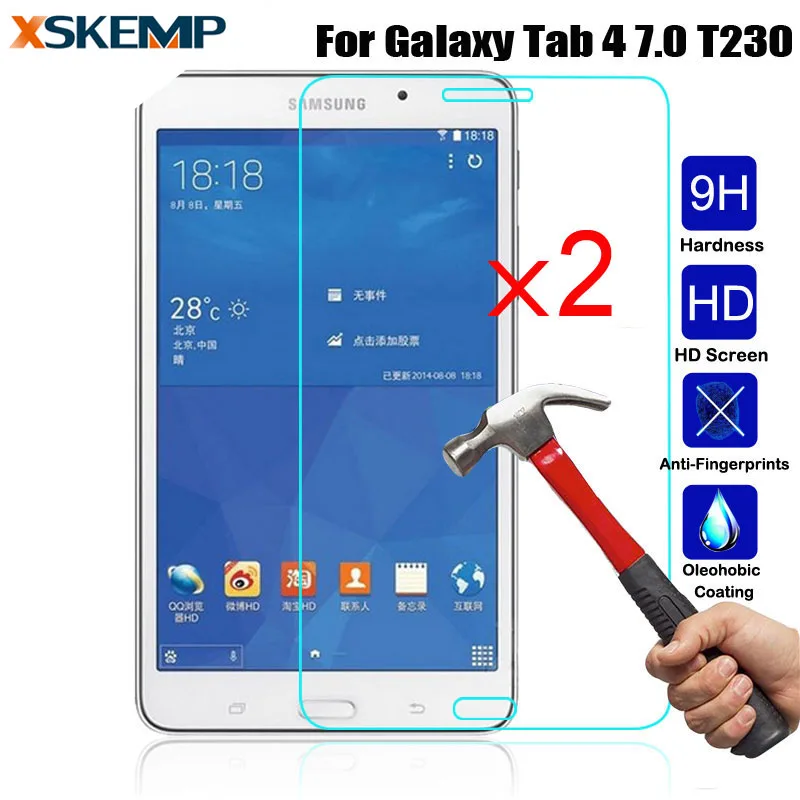 XSKEMP 2 шт./лот твердость 9H закаленное стекло для планшета Samsung Galaxy Tab 4 8. 0 T230 T231 T235