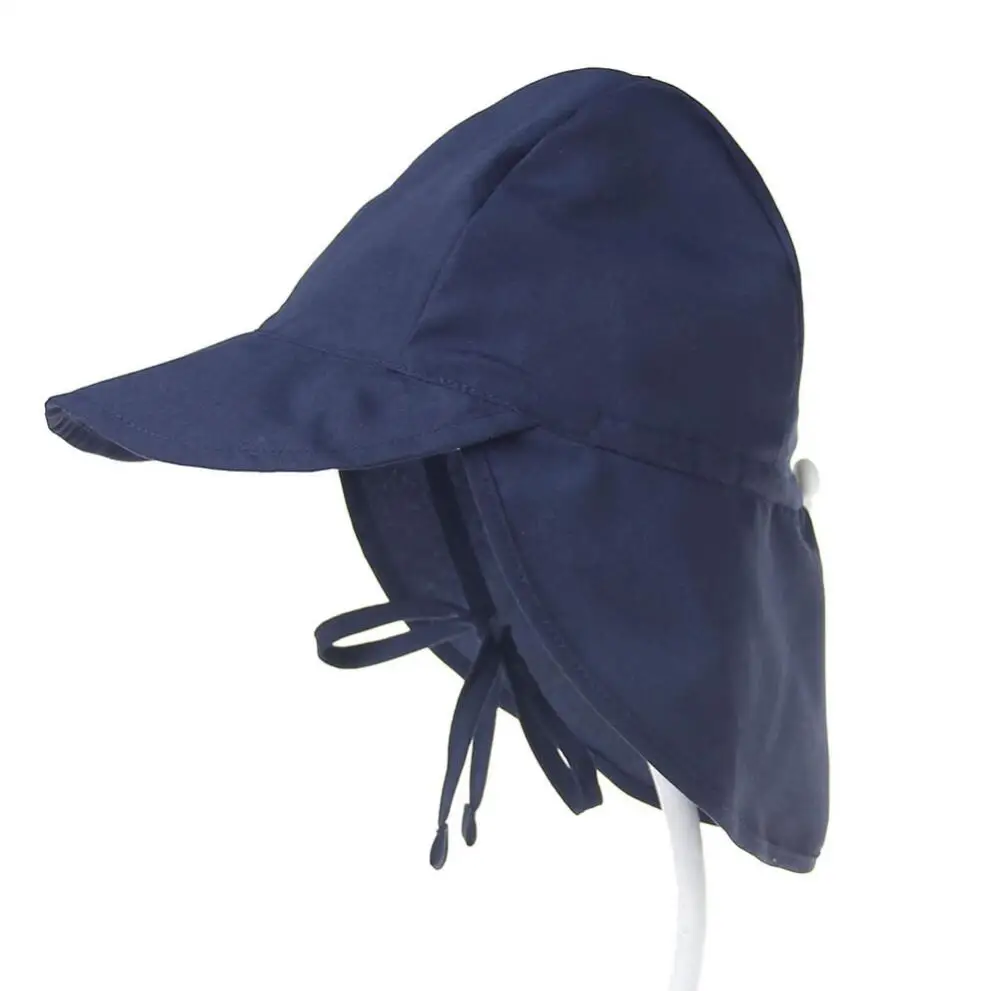 dark dark blue hat Летняя Детская Солнцезащитная шляпа, Детская уличная Защита от УФ Пляжные кепки, детская шапочка для плавания для мальчиков и девочек 0-5 лет - Цвет: dark dark blue hat