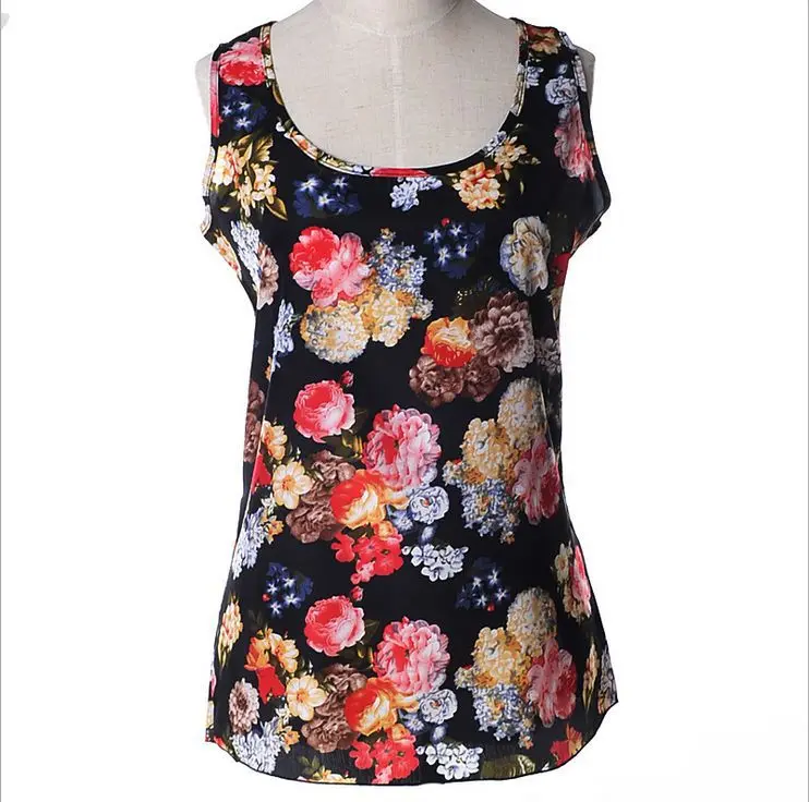 Новинка лета 2018 модные блузки в Корейском стиле женские шифоновые без рукавов с