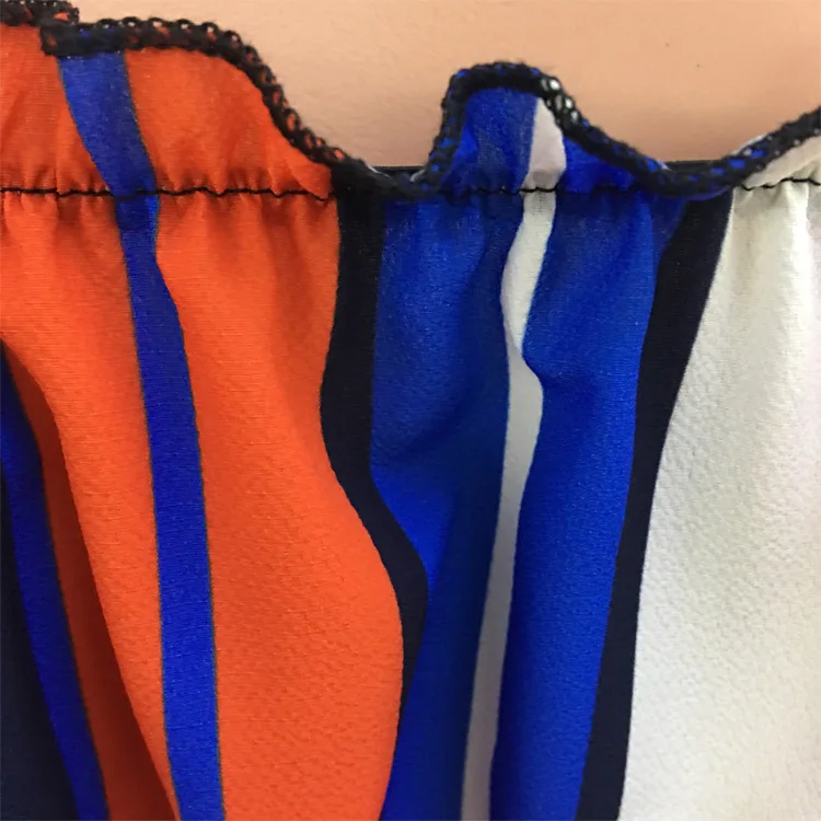 С плеча Puff короткий рукав комбинезон Повседневное красочные полосы укороченный