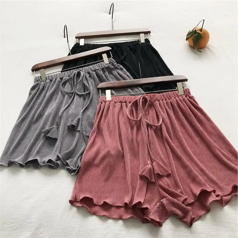 dark pink red Модные шорты на завязках, женские шорты с широкими штанинами, Харадзюку, Свободные плиссированные летние шорты, женские пляжные шорты C5255 - Цвет: dark pink red