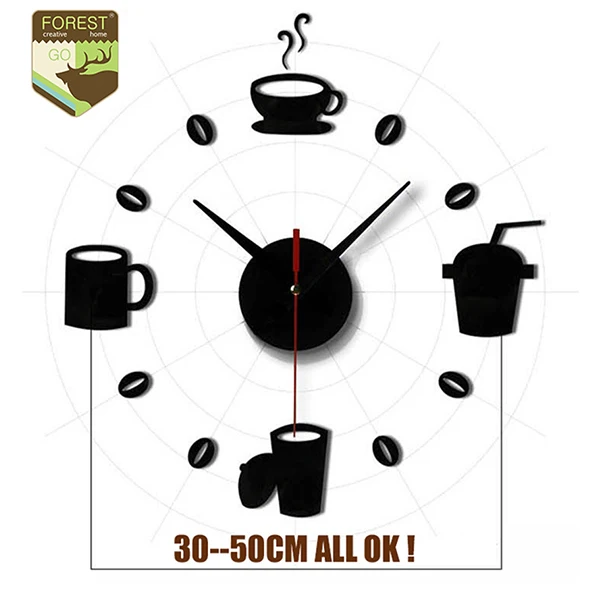 Часы для кофе кухонные настенные часы 3d сделай сам зеркало современный дизайн