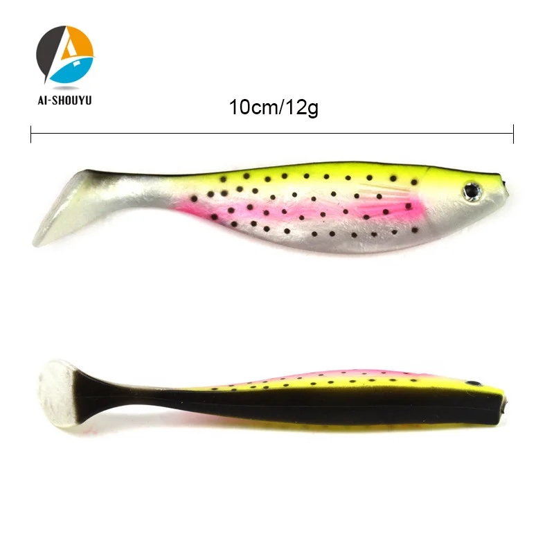 AI-SHOUYU 3pcs New T Tail Soft Fishing Lure Shad 10cm 12g Plastic Bass Lures Swimbait For Pike Zander | Спорт и развлечения