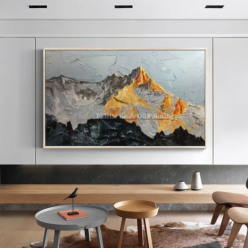 

Canvas acrylic painting Wall art Pictures for living room home decor Hand painted modern abstract mountains cuadros decoration59