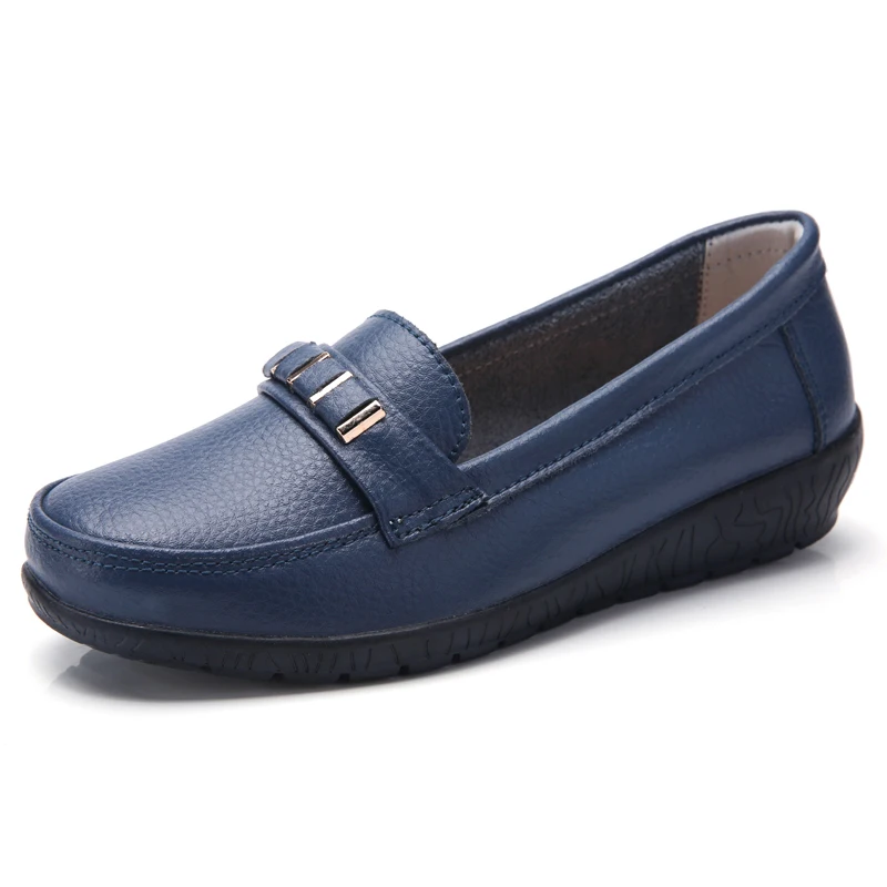 Dark Blue ZIMNIE/Брендовые женские модные водонепроницаемые Мокасины Женская летняя повседневная обувь из спилка Женская обувь с круглым носком Большие размеры 35-44 - Цвет: Dark Blue