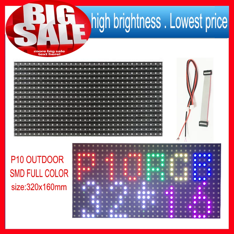 Сверхъяркий уличный светодиодный модуль P10 SMD 1 шт. Полноцветный Программируемый