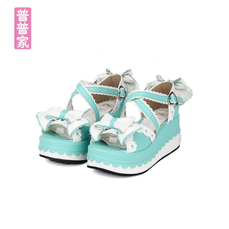 

Princess sweet lolita shoes Summer fashion COS anime sandals thick bottom lace love buckle Princess muffin sandals women pu8459