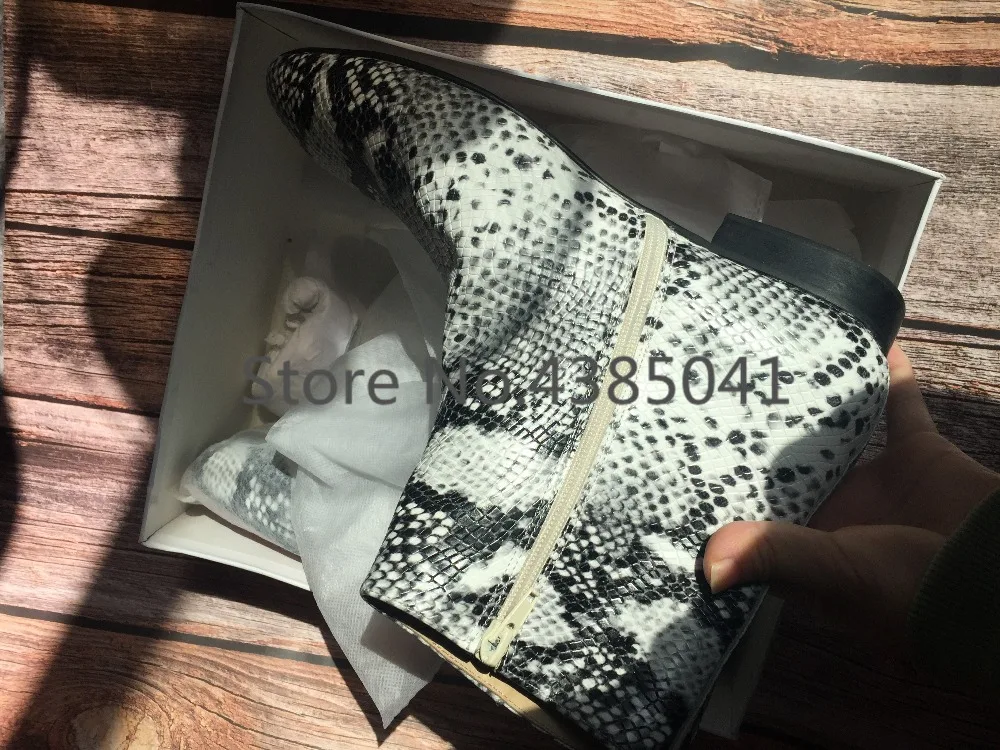 Мужские дизайнерские ботинки со змеиным узором Kanye West Wyatt Serpentine из натуральной кожи на молнии; роскошные мужские ботинки челси с высоким берцем