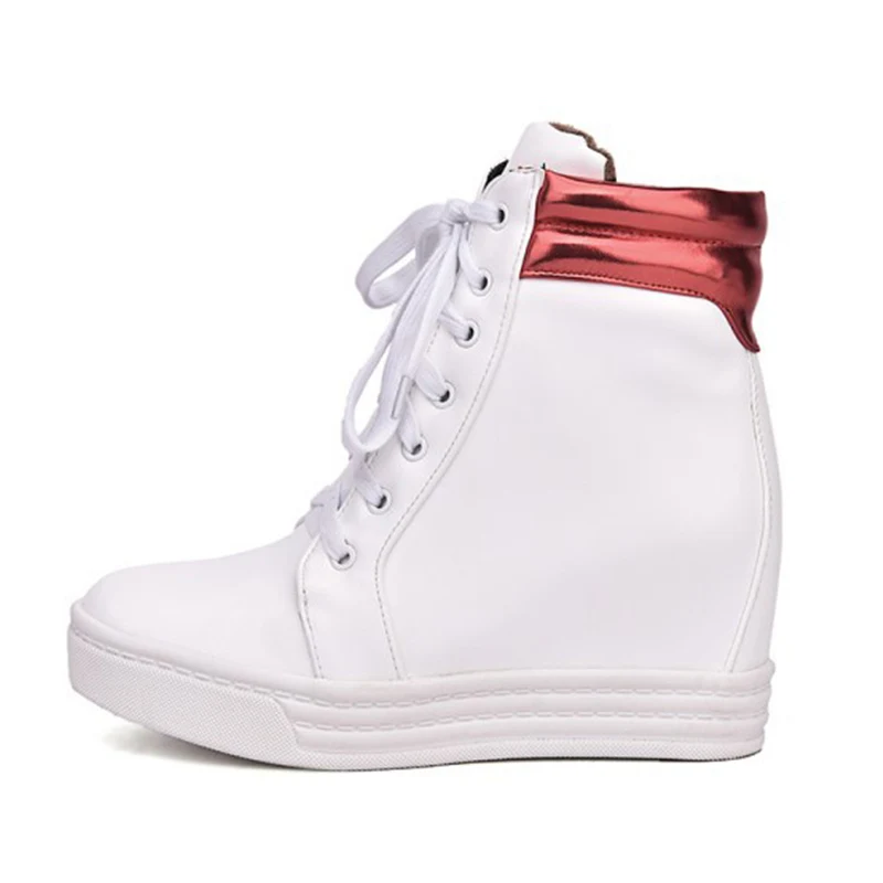 Tfsland Women Height Increasing Shoes Female Breathable White Shoes Flat Walking Shoes Sneakers Women Wedge Platform Ankle Boots