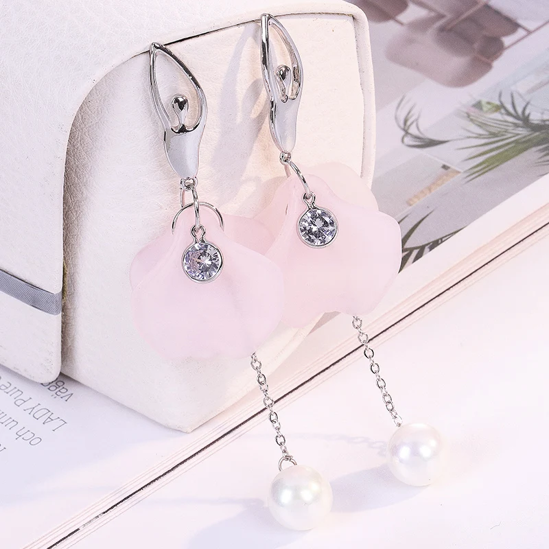 Manxiuni элегантные длинные серьги балет для девочек стразы жемчужные Висячие