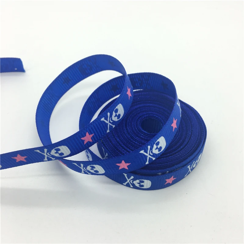 5 ярдов/партия 3/8 &quot10 мм Grosgrain лента печать череп-любовь для свадьбы