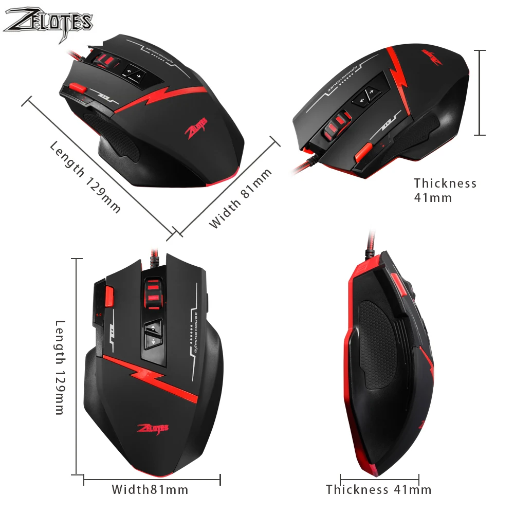 Zealot C 8 программируемый светодиодный оптическая USB игровая мышь 2500 dpi кнопок