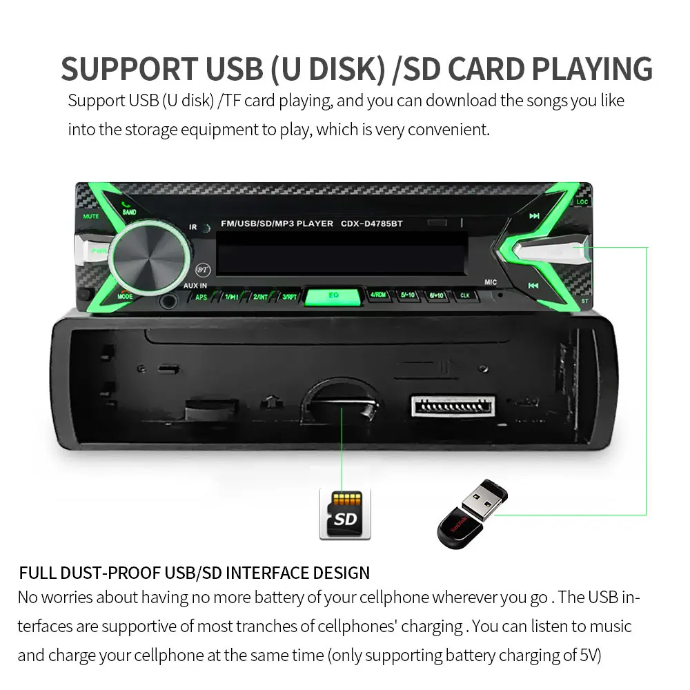 Авторадио Camecho 1 Din 12 В Bluetooth FM в тире авто стерео SD TF usb MP3 аудио плеер Aux-In