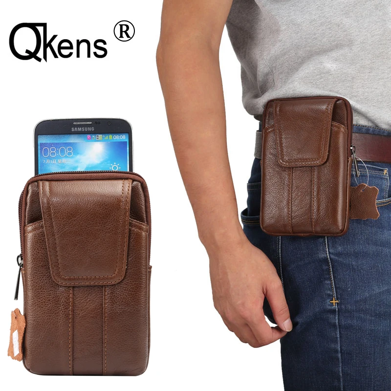 

Genuine Leather Case Man Belt Waist Bag Coin Purse Wallet Pocket Pack Vintage Bag Universal Below 6.2 inch Mobile Phones