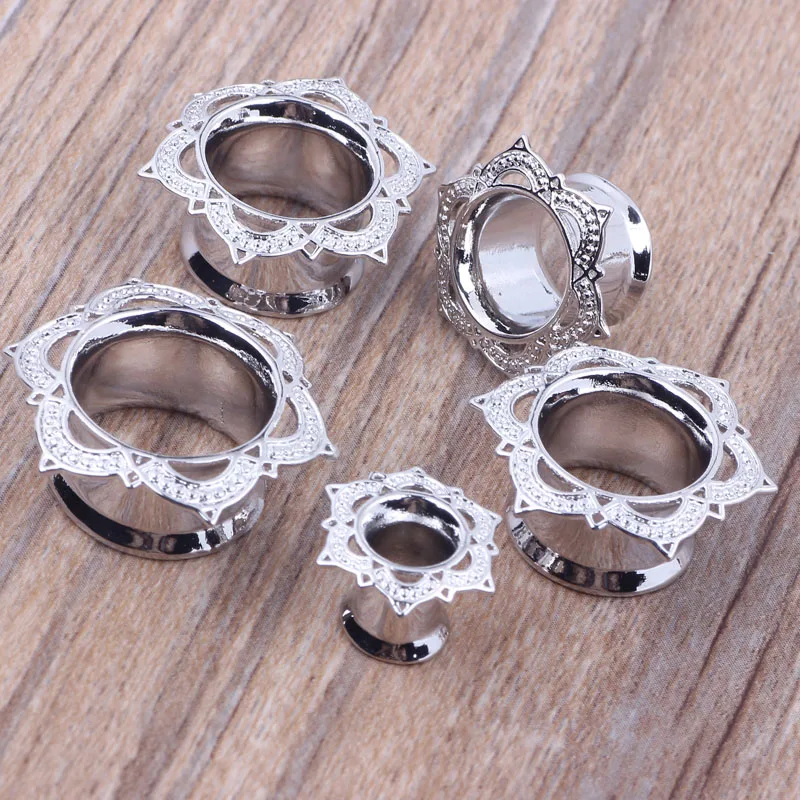 Лепестки лотоса серебряные затычки для ушей туннель оптовая продажа 60 шт.