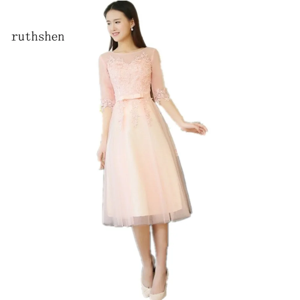 Ruthshen светло розовый чай длина дешевые платья для выпускного Половина рукава с
