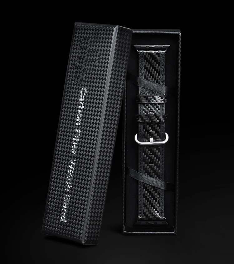 Black AKGLEADER 38-42 мм для Apple Watch, серия 4, ремешок из настоящего углеродного волокна, ремешок для часов Apple Watch, серия 1, 2, 3, кожаный ремешок на запястье - Цвет ремешка: Black