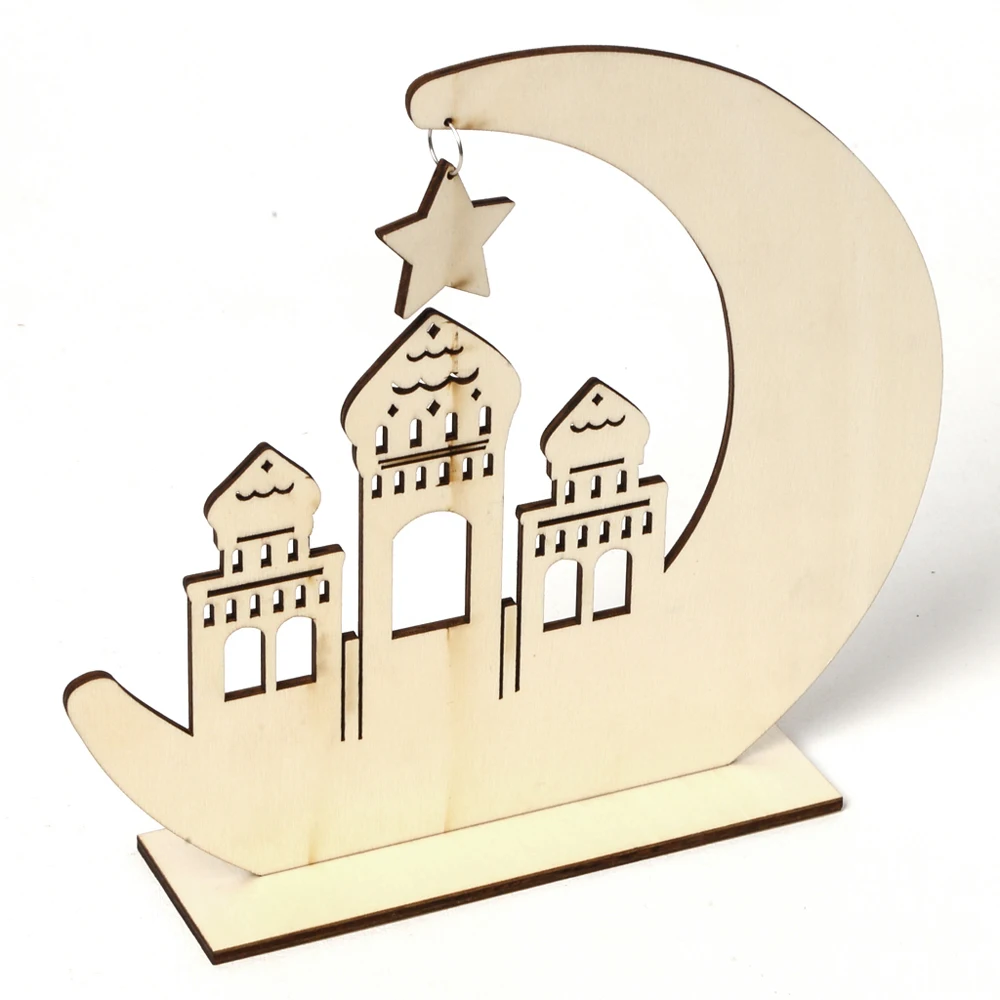 1 шт. Рамадан ИД Мубарак замок луна деревянный орнамент украшение для дома сделай