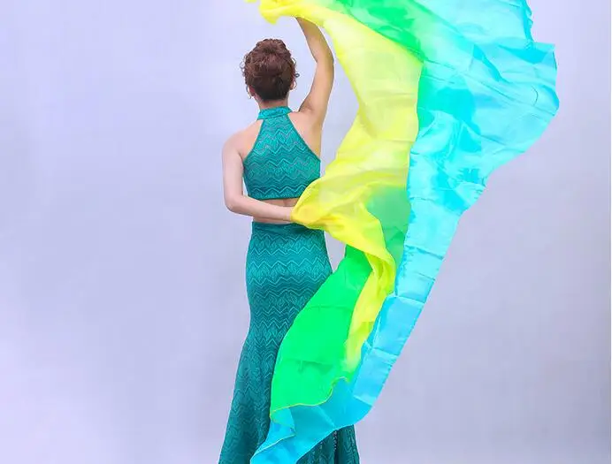 

Wholesale Customzied Gradient Bellydance Silk Veils Children Women Hand Thrown Scarf Shawl 200cm 250cm Assorted Free Shipping