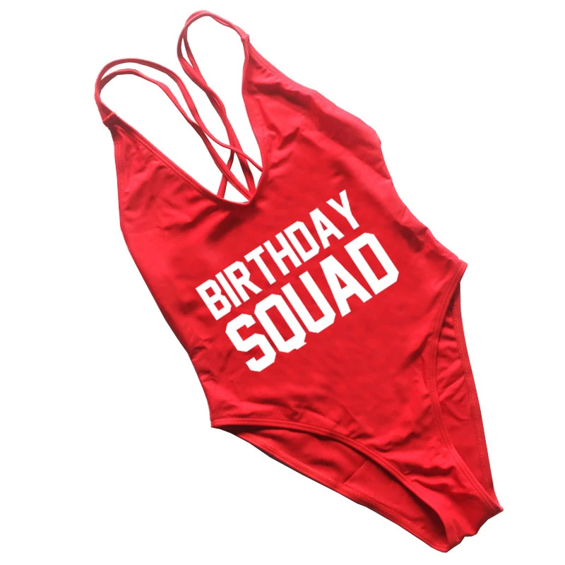 Color 8 Swimsuit Women One Piece Swimwear Womens Swim wear Custom Letter Birthday Squad Bathing Suit Party Bodysuit Sexy Monokini - Цвет: Color 8