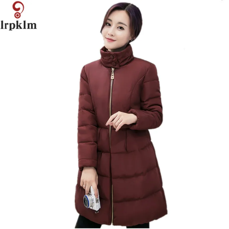 Новинка 2017 модная женская зимняя парка куртки теплое длинное приталенное пальто