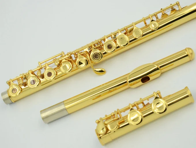 Music Fancier Club Professional Flute Gold Plated Flute Gold Key Instrument Intermediate Student Curved Headjoint Flutes