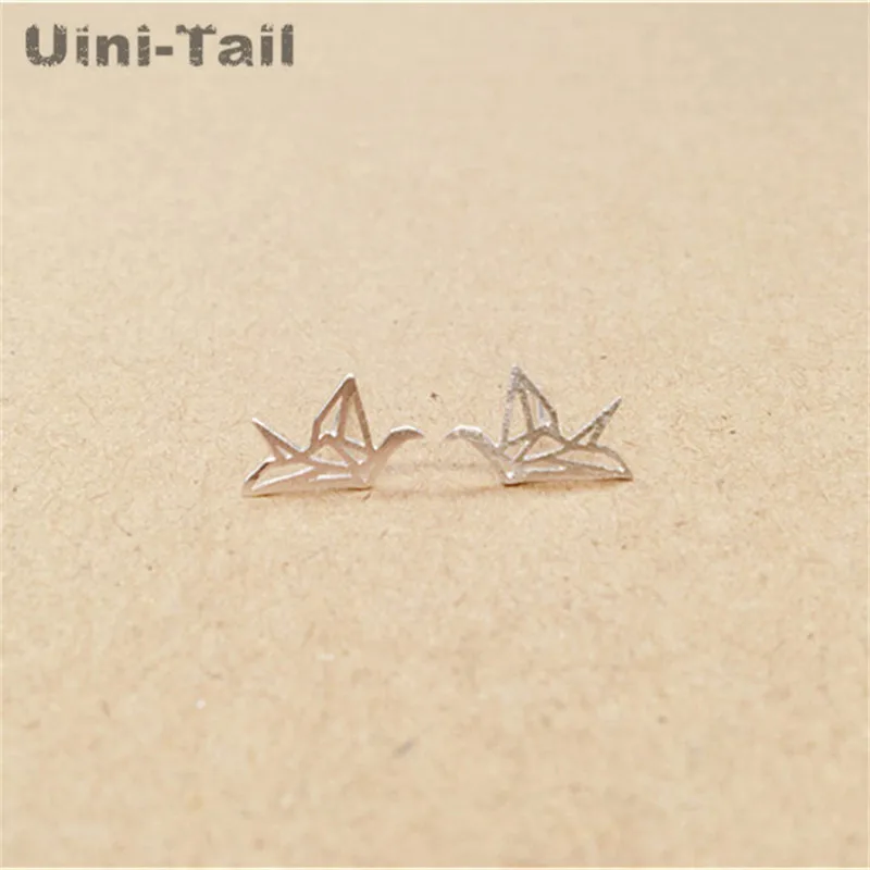 Uini Tail хит серебро 925 пробы тысяча бумажных журавлей шпильки для ушей корейская
