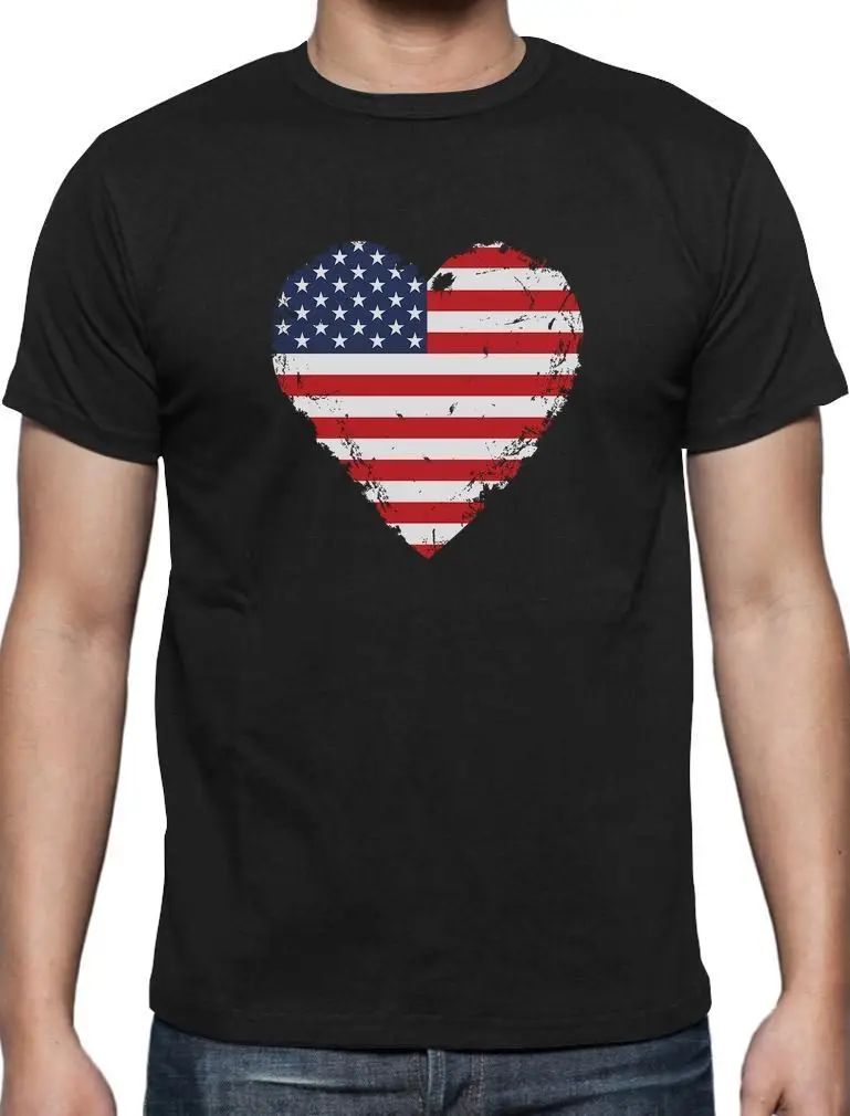 Любовь США 4 июля американский флаг сердца футболка подарок | Мужская одежда