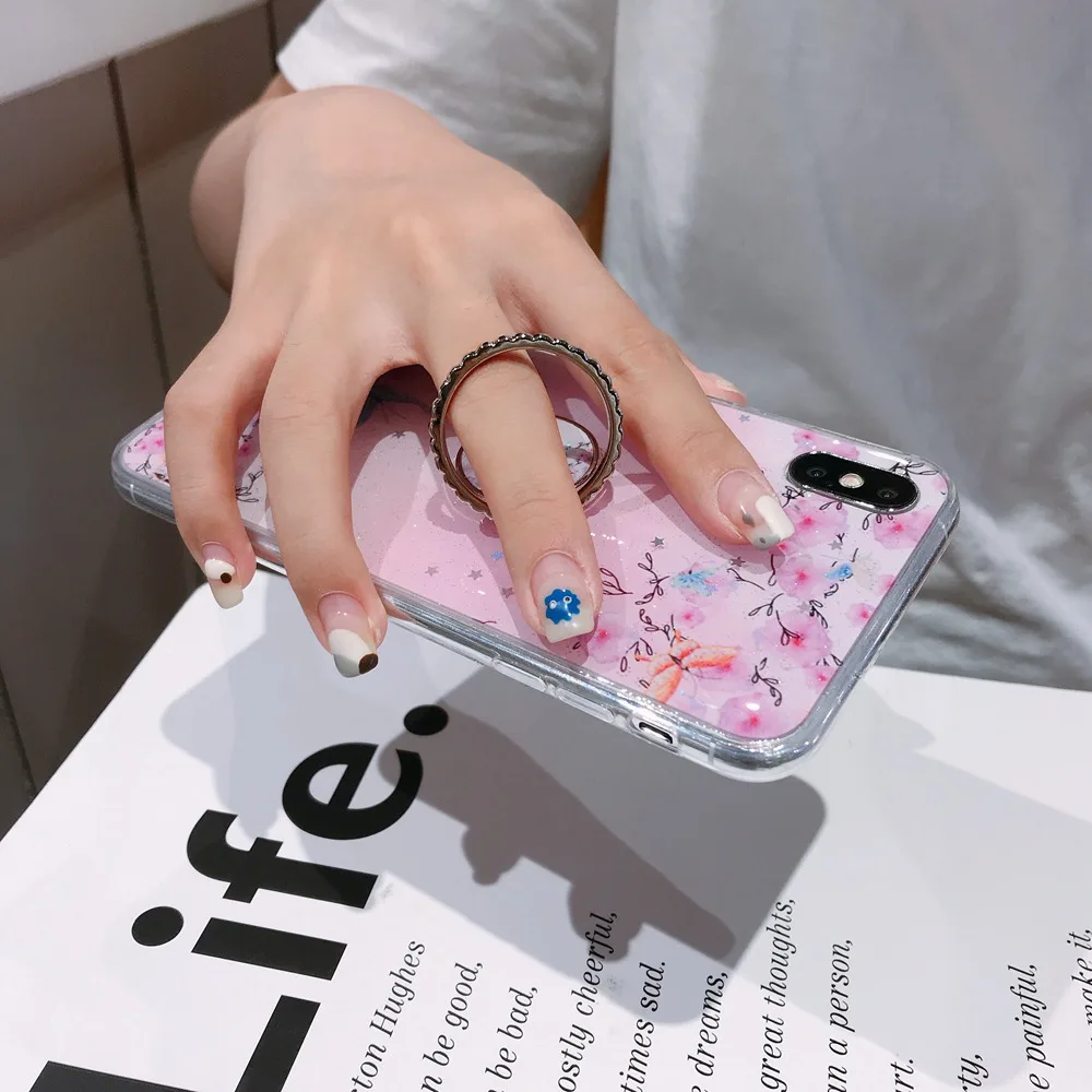 Маленький мраморный чехол с свежими цветами для Huawei P30 Pro Lite Nova 4E 3 3i блестящий